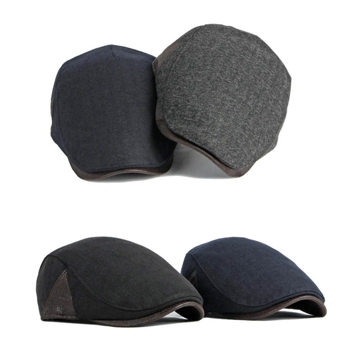 British Retro Beret Hat For Men Winter Thick Warm Woolen Newsboy Cap Fashion Outdoor Casual Cap