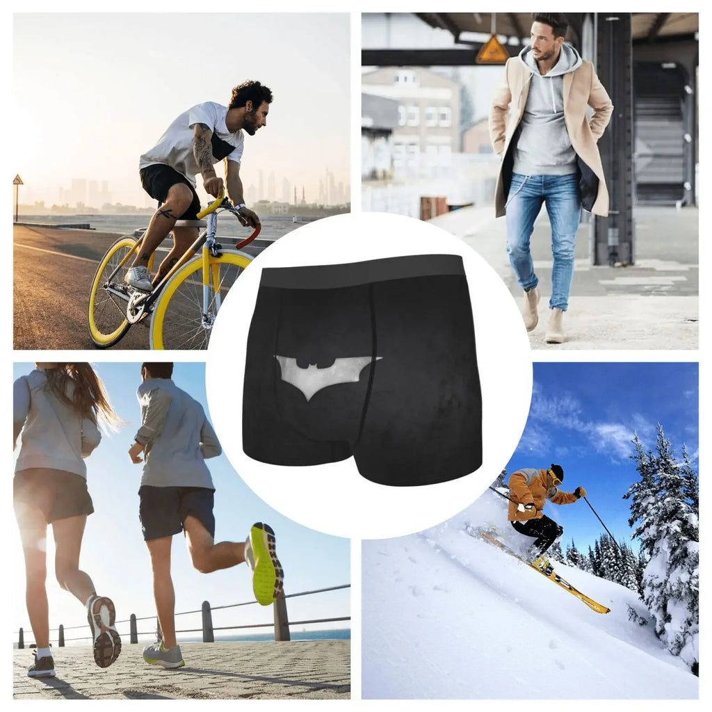 Black Bat Boxers Mens Panties Male Underpants Double Sides Printed Soft Breathable Machine Wash Cool Machine Wash Polyester
