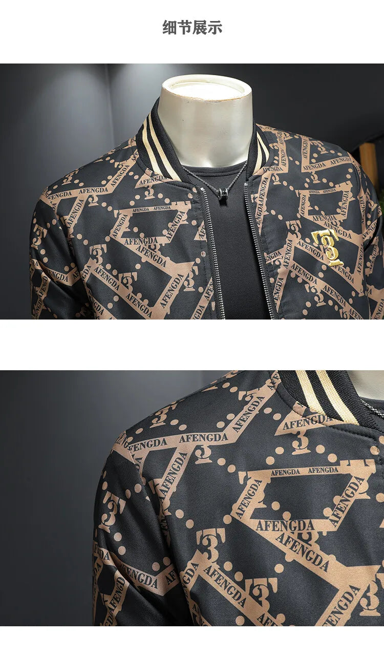 Autumn Winter Baseball Jacket Men Luxury Printed Casual Business Bomber JacketS Social Streetwear Windproof Outdoor Coats M-4XL