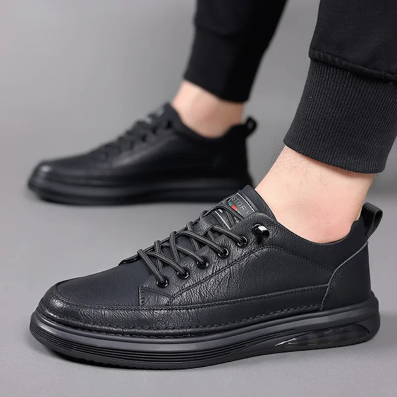 Men's Shoes 2026 New Solid Color Sneakers Spring Autumn Shoes for Men Fashion Leather Casual Shoes Male Black Designer Sneakers