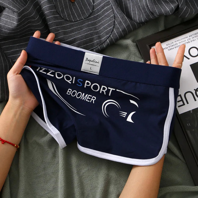 Men's Boxers High Elastic Letter Printed Underwear Sports Breathable Large Size Boxer U Convex Pouch Lingerie Underpants