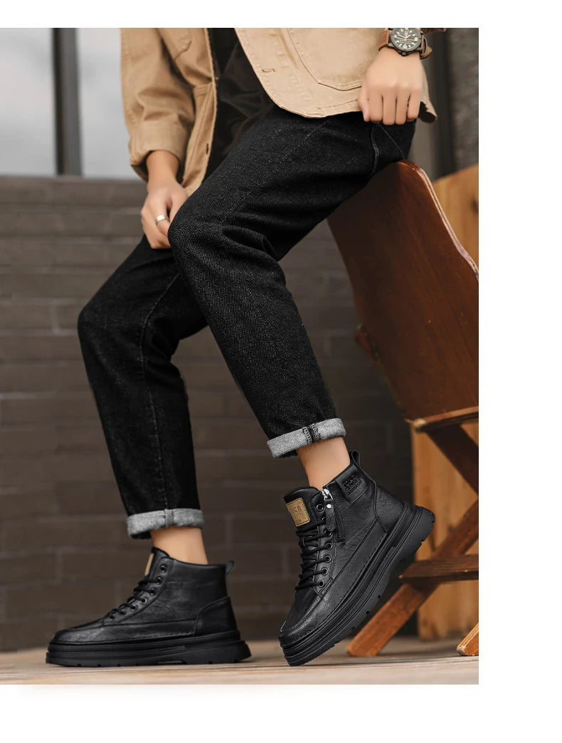 Men's high top boots new casual fashion comfort casual boots wear-resistant height increasing versatile high top workwear boots