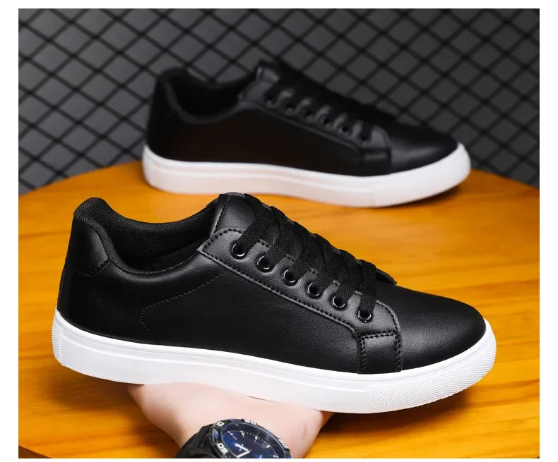 Sneakers Men Shoes 2026Leather Mens Casual Shoes Flat Male Footwear Fashion Black White Shoes Tenis Masculino Skateboard