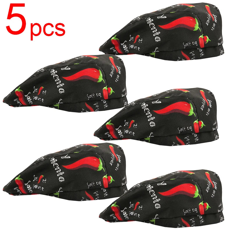 Catering Cook Hat 5/2/1pcs Chef Kitchen Work Cap for Food Service Hotel Restaurant Canteen Baking Household Cooking Chef's Beret