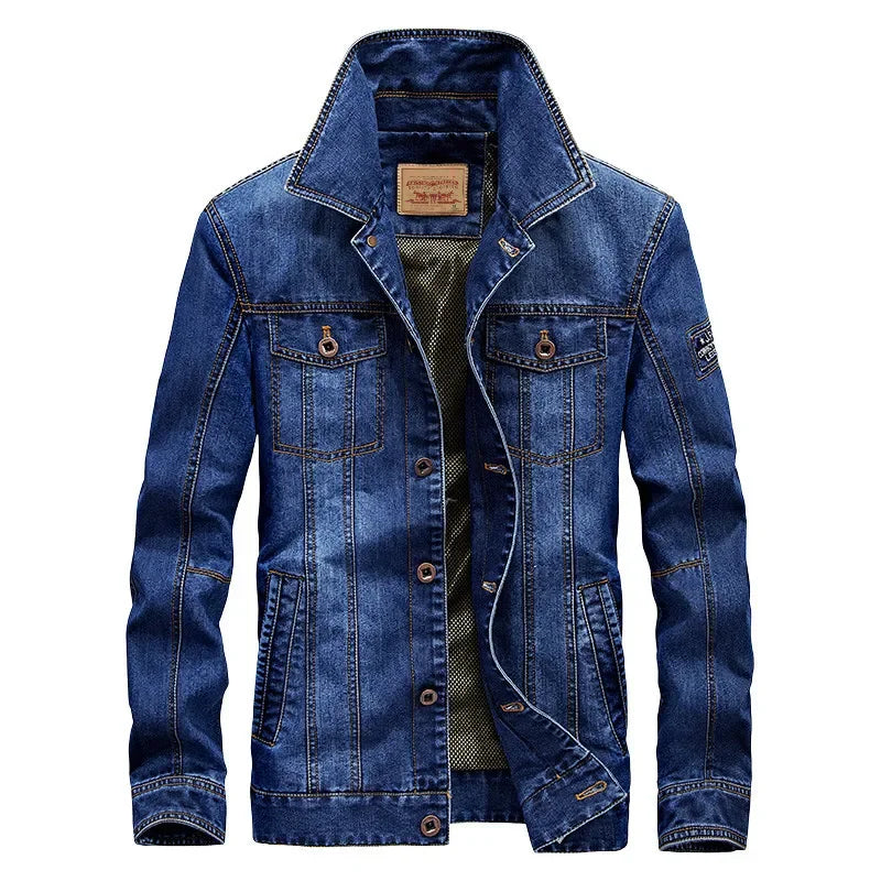 Men's Casual Denim Jacket Collared Outerwear Spring Autumn Winter New Style Large Size Trendy Men's Top 66008A