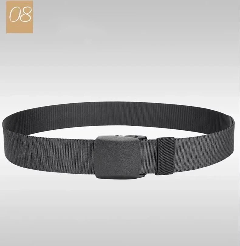 Men's Belt Outdoor Casual Fashion Canvas Belt 120cm Metal Free Adjustable Waist Belt for Outdoor Travel Tactical Jeans Belt