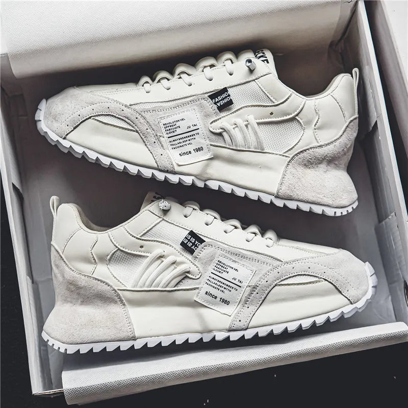 Men Sneakers Spring Summer Retro Casual Shoes Platform Chunky Patchwork Mesh Lace Up Walking Male Running Footwear