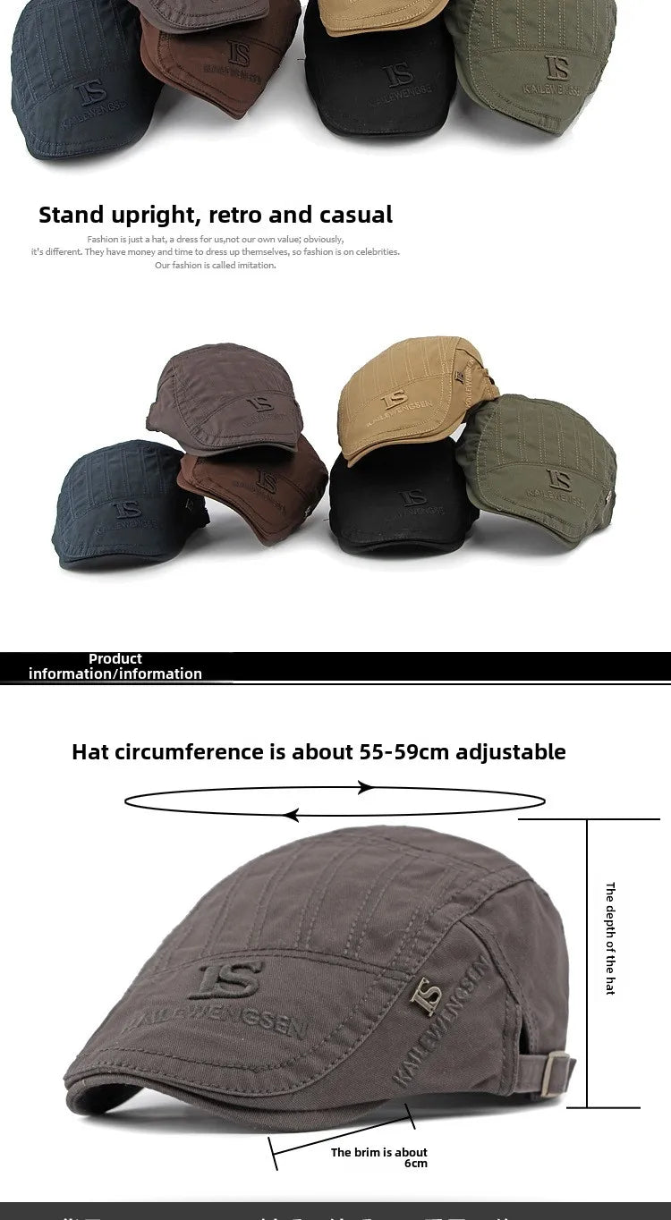 2026 Hat Men's Spring Summer  Embroidery Cotton Cap British Vintage Fashion Forward Hat Women's Casual Beret Youth Hat