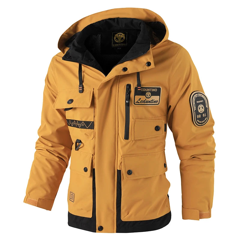Outdoors Men Comfort Detachable Hat Solid Tops Spring Autumn Simplicity Windproof Casual Coat New Fashion Versatile Jacket Men