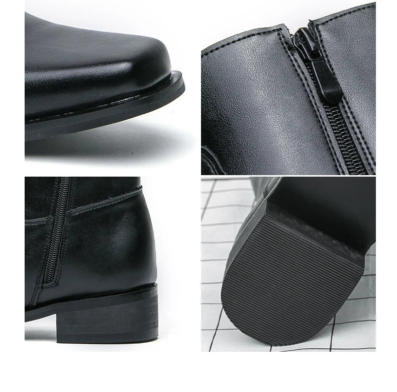 Men Boots Business Chelsea Boots Black Brown Side Zippers Men Casual Comfortable Fashionable Knight Shoes Zapatos Para Hombre