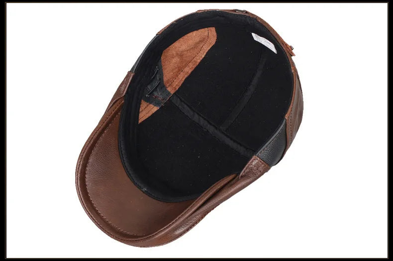 Hat Men's Spring and Autumn Peaked Cap Men's Hat Sheepskin Autumn and Winter Middle-aged Young Leisure Tide Beret Old Man Hat