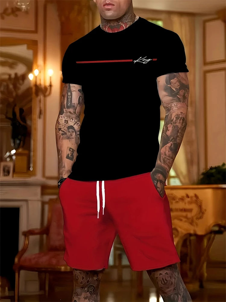 2026 Summer New Arrival Men's Suit Stylish Hip-Hop Style Short-Sleeve Comfortable Fashion Wear Plus Size Athletic Quick-Dry Set