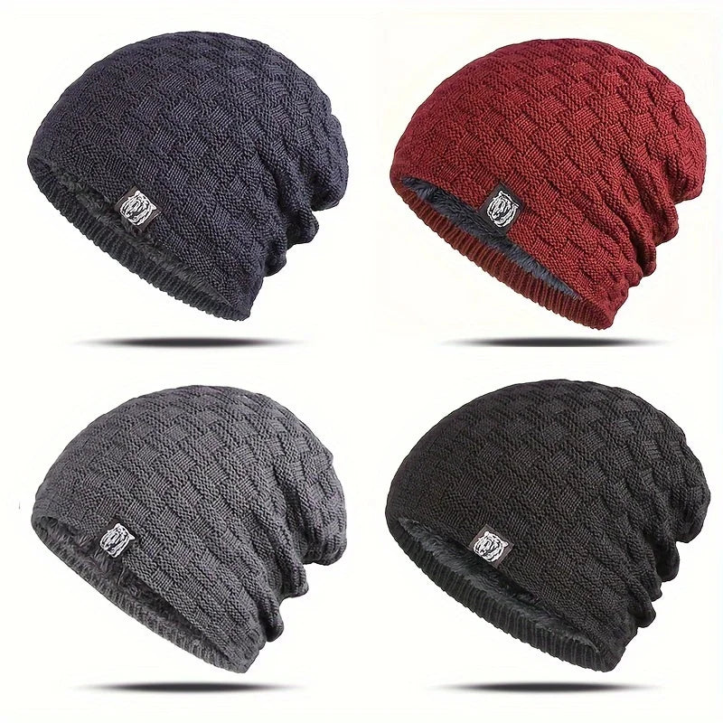 Men's padded warm knitted hat for autumn and winter, the ideal choice for gift giving