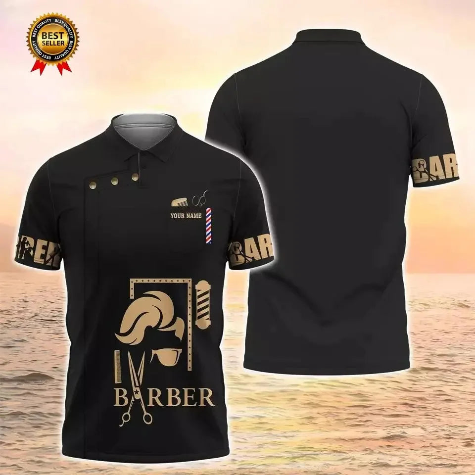 2025 Barber Short Sleeve Polo Shirts For Men Clothing Hairdresser Cosplay POLO Shirt Custom Name Uniform Jersey Male Y2k Tops