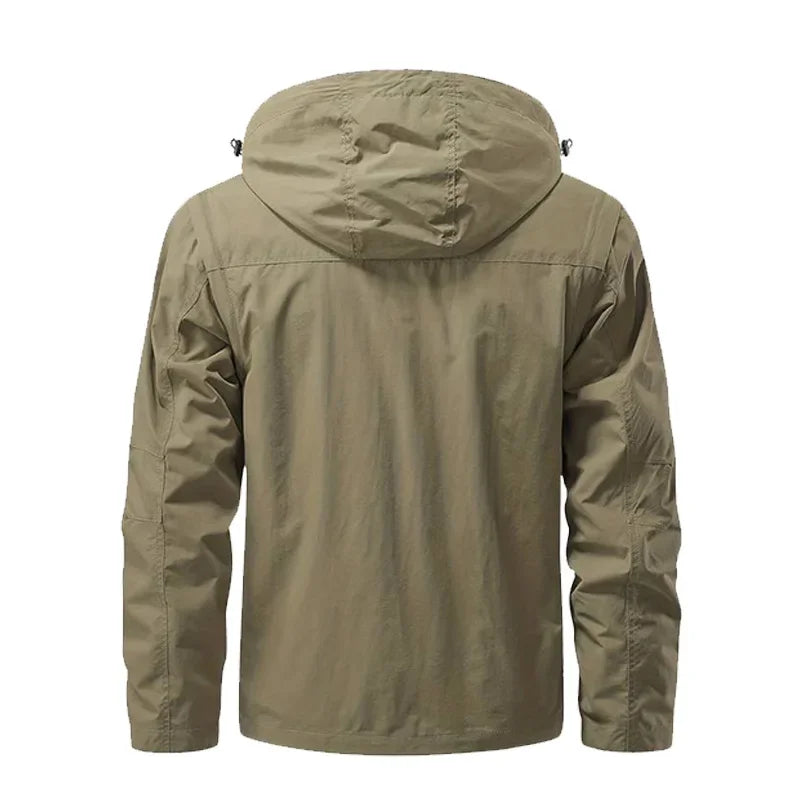 Men Outdoors Hooded Multiple Pockets Hiking Jackets New Spring Autumn Male Traveling Windproof Waterproof Jackets Quality Coats