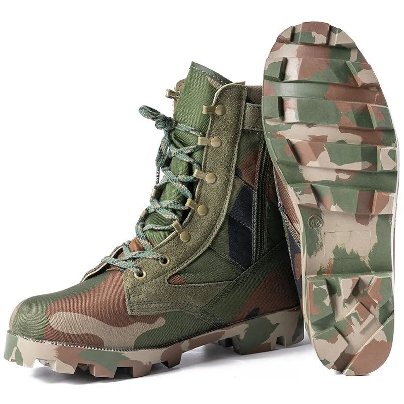 Men Military Army Boots  autumn Lace Up Waterproof Outdoor Shoes Breathable Canvas Camouflage Tactical Combat Desert Ankle Boots