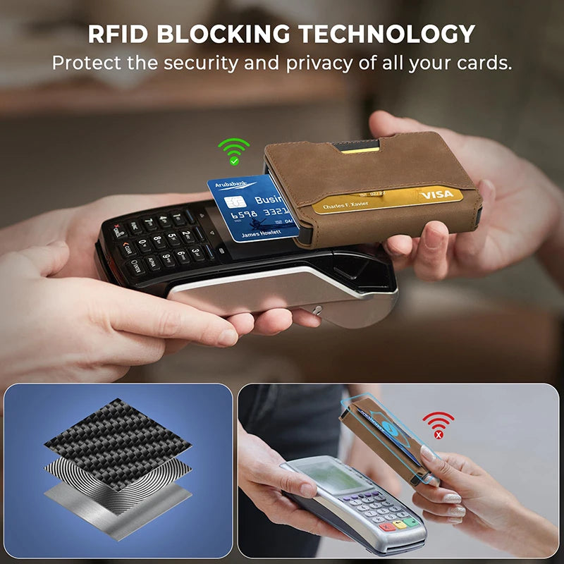 Wallet for Men,Minimalist Slim Mens Wallet with Money Clip,RFID Blocking Smart Pop Up Card Wallet,Metal Credit Card Holder