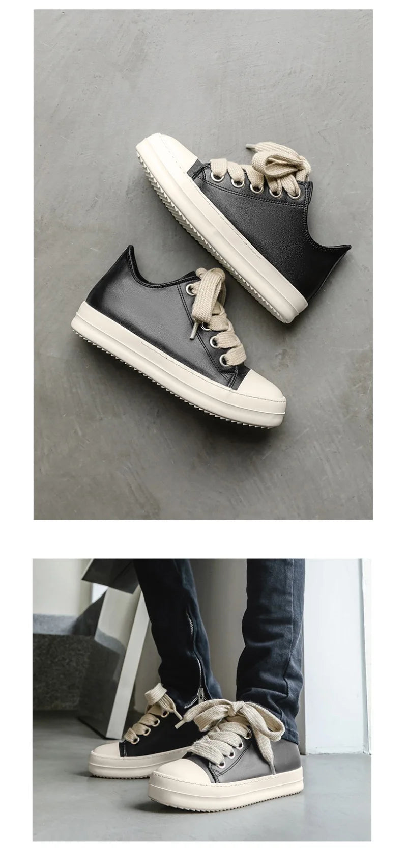 2025Men's Sneakers High Quality Leather Casual Shoes Fashion Couple Street Skate Shoes for Men Lace Up Walk Flats Zapatos Hombre