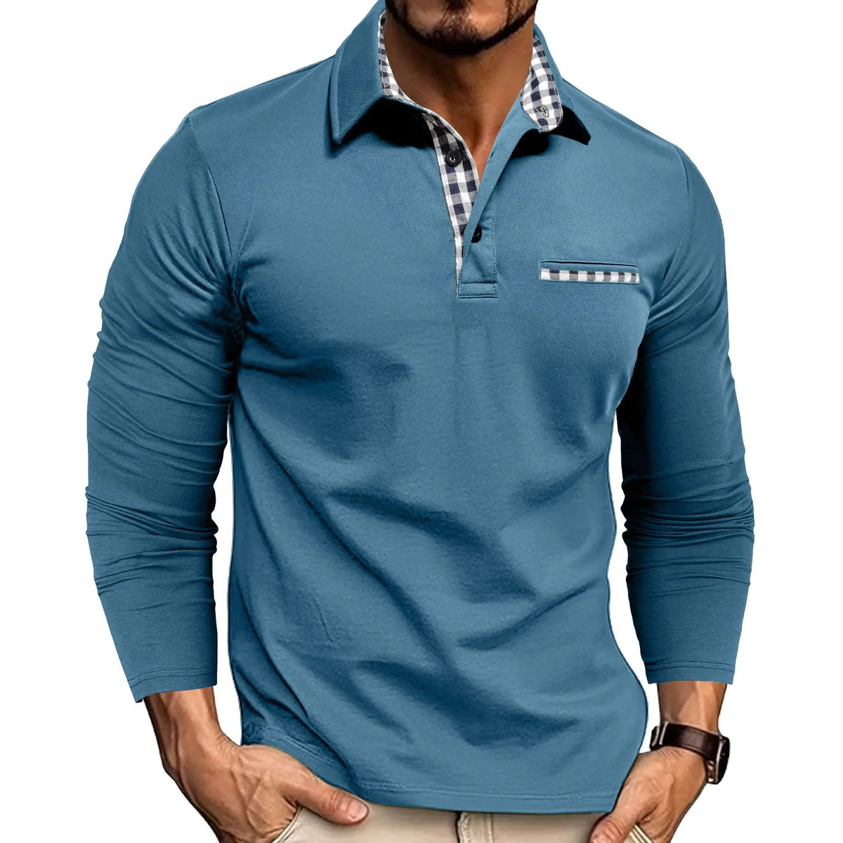 2026 New Men's Long Sleeve Polo Shirts Spring Autumn Casual Slim Fit Turn Down Collar Top High Quality Fashion Tops Male Tees