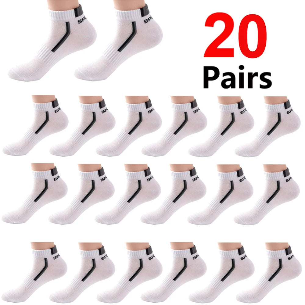 30Pairs Men Socks Mesh Breathable Short Casual Socks Color-block Sports Sock Sports Socks Absorb Sweat Ankle