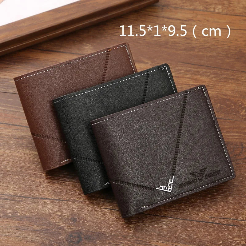 New Men Wallet Short Wallet Slim Minimalist Multi Card Holder Simple Fashion Embossed Texture