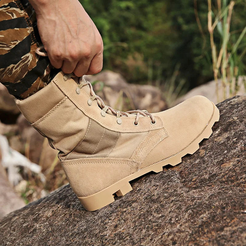 Men Military Army Boots  autumn Lace Up Waterproof Outdoor Shoes Breathable Canvas Camouflage Tactical Combat Desert Ankle Boots