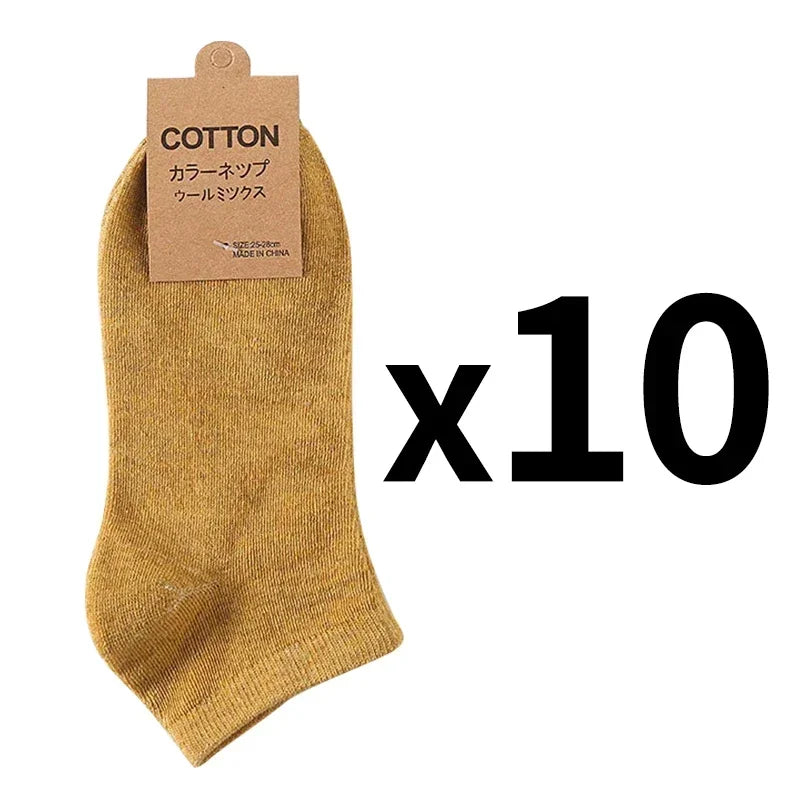 Cotton Men Socks Pack Breathable Socks Set High Quality Short Socks Black Ankle Short Gift For Man Size 39-44 Sox 10 Pairs 1 Lot