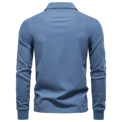 2025 Autumn Polo Shirt Men Embroidery Long Sleeve Cotton Rich Blend Breathable Polos Solid Color Business Golf Polo Shirts Male