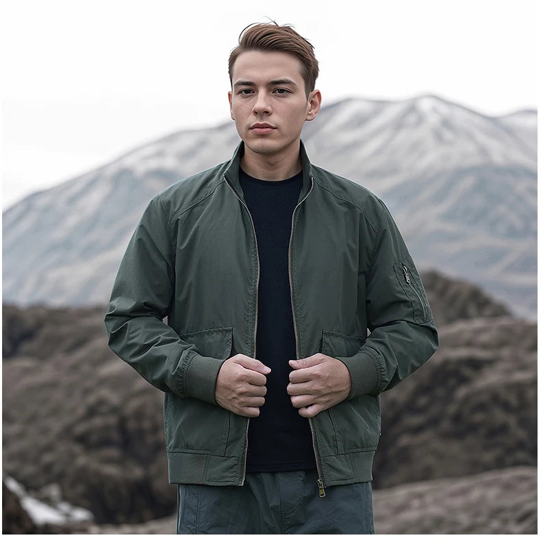High Quality Handsome Male Jacket Spring Autumn Men's Business Casual Jacket Men Zipper Solid Color Fashion Stand Collar Coats