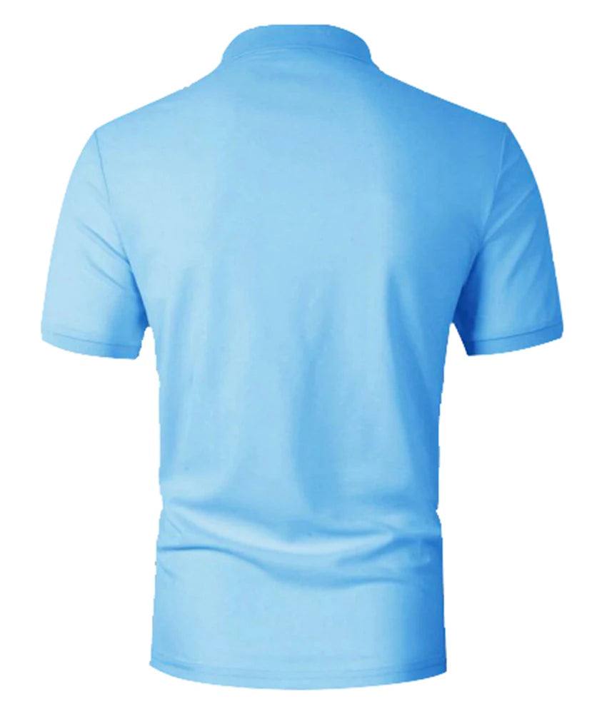 Men's Casual Summer Short-Sleeved Polo Shirt Fashionable Business T-Shirt Classic Solid Color Sports Golf Polo Shirt