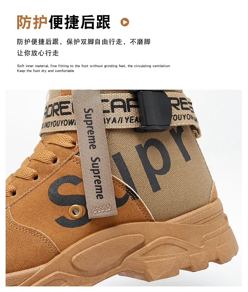 Men Boots 2026 New Versatile in Summer Round Toe High Top Leather Boots Man Sports Boots Men's Shoes