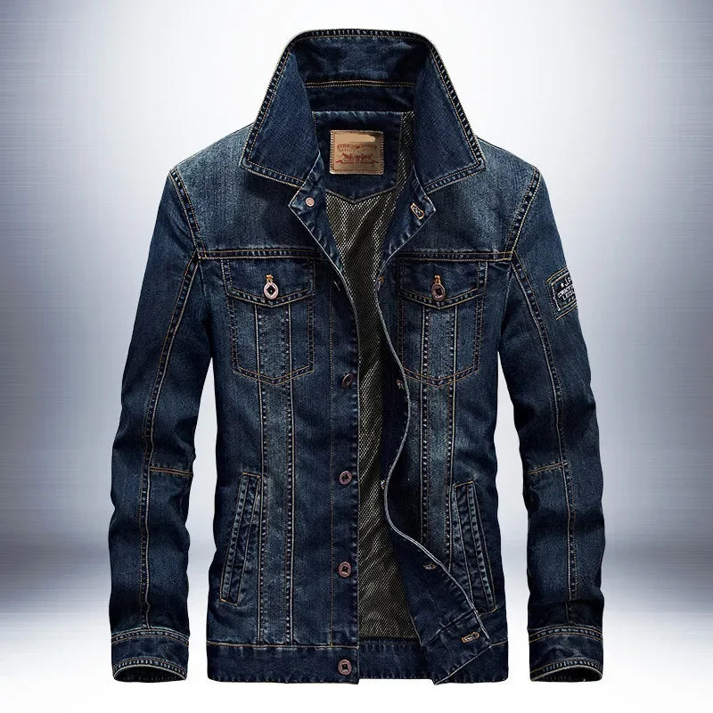 Men's Casual Denim Jacket Collared Outerwear Spring Autumn Winter New Style Large Size Trendy Men's Top 66008A