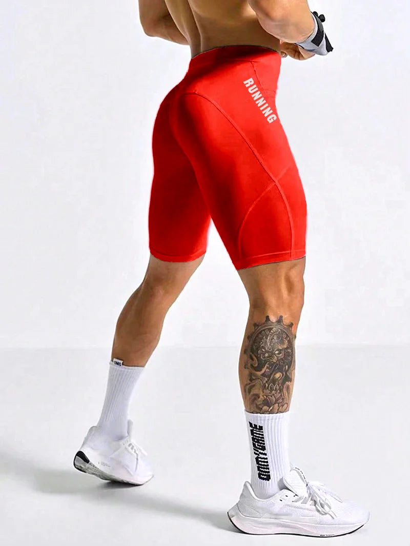 Men Bodybuilding Shorts Fitness Workout Inseam Gym Knickers Male Muscle Alive Elastic Compression Tights Skinny Leggins Hombre