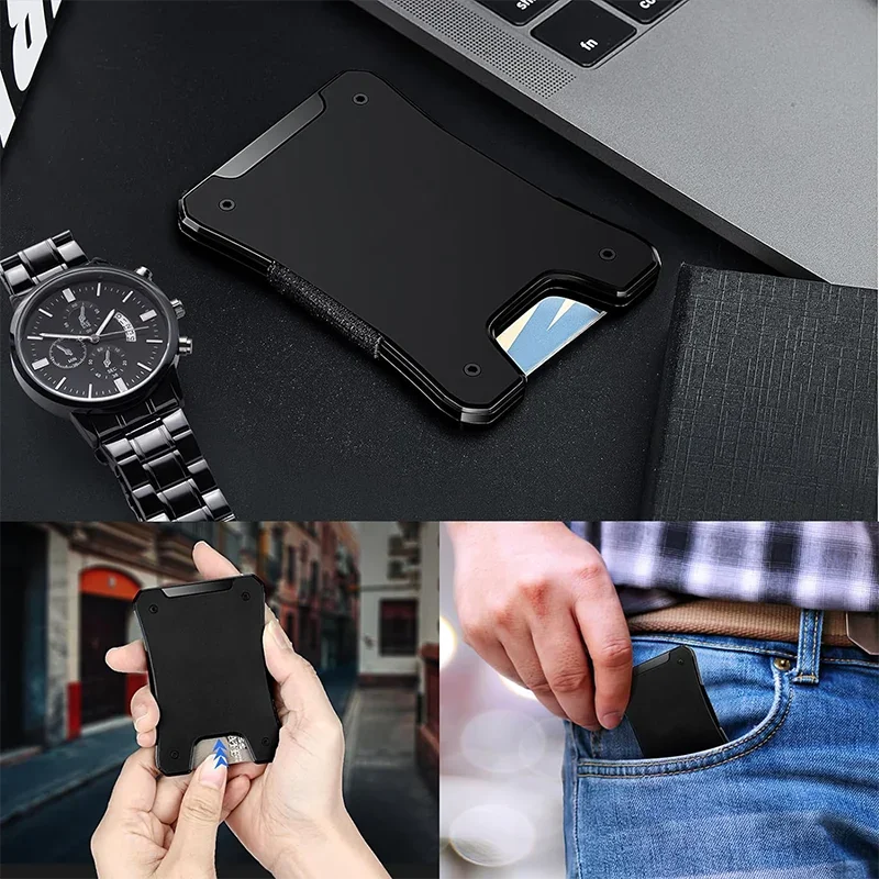 Metal Wallet for Men, Ergonomics Design Money Clip Wallet with Compass, Minimalist Slim Wallet with RFID Blocking