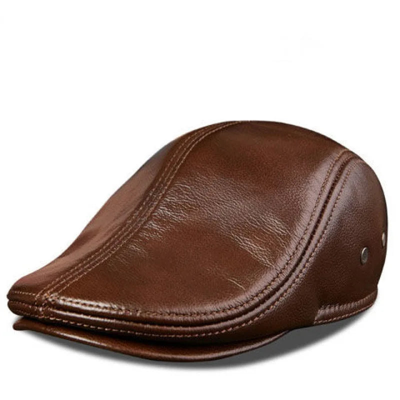 Hat Men's Spring and Autumn Peaked Cap Men's Hat Sheepskin Autumn and Winter Middle-aged Young Leisure Tide Beret Old Man Hat