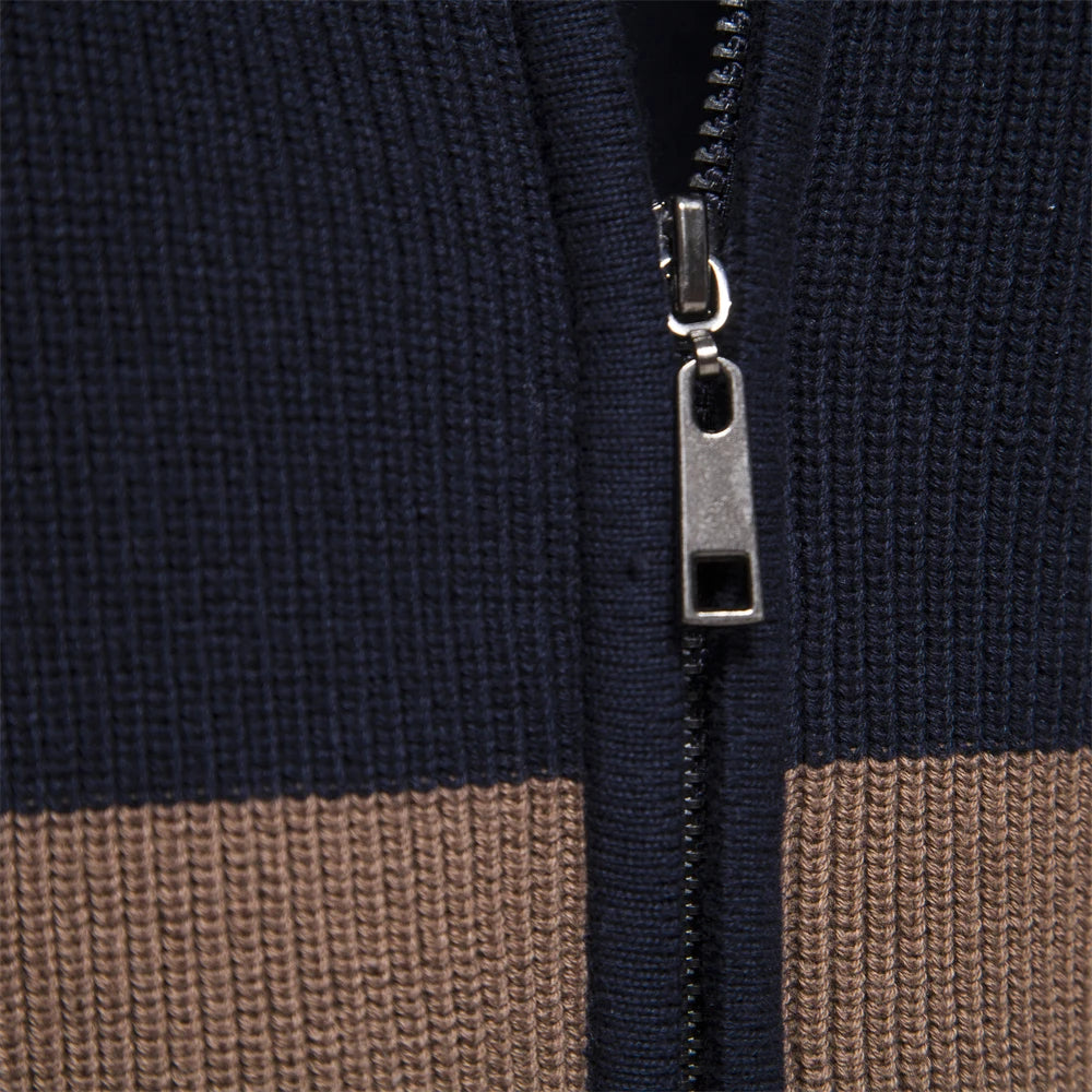 Men's Patchwork Zip Sweater
