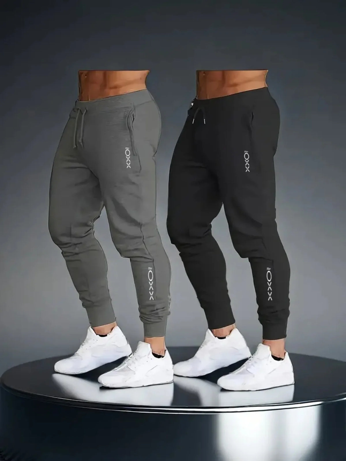 Men's 2-Pack Printed Casual Joggers, 100% Polyester, Soft Breathable Lightweight Fabric, Loose Fit Stylish Sports Trousers