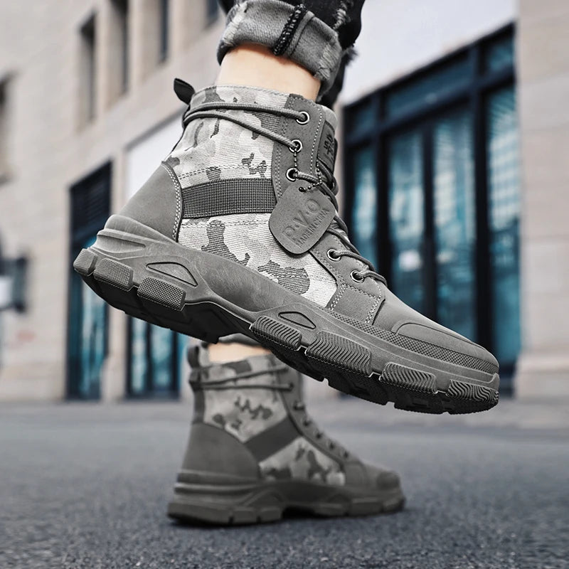 Camouflage Boots for Men Autumn Winter Platform Boots Outdoor High-top Shoes Men Ankle Boots Buty Robocze Meskie wear-resistant