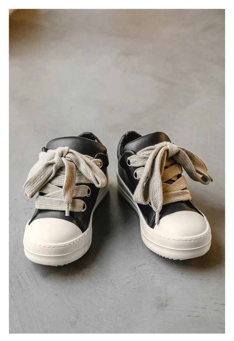 2025Men's Sneakers High Quality Leather Casual Shoes Fashion Couple Street Skate Shoes for Men Lace Up Walk Flats Zapatos Hombre