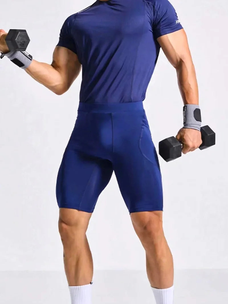 Men Bodybuilding Shorts Fitness Workout Inseam Gym Knickers Male Muscle Alive Elastic Compression Tights Skinny Leggins Hombre