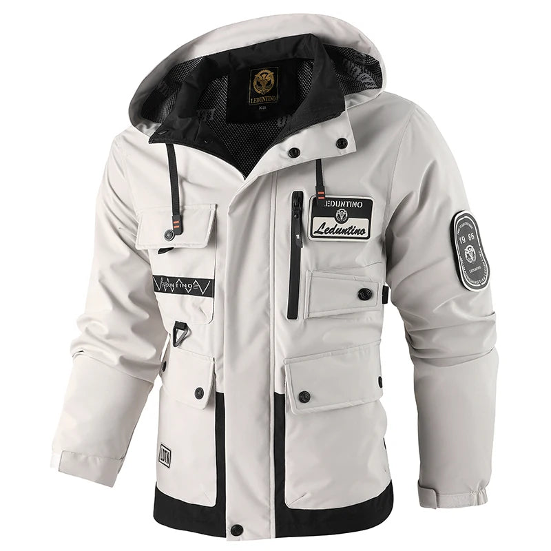 Outdoors Men Comfort Detachable Hat Solid Tops Spring Autumn Simplicity Windproof Casual Coat New Fashion Versatile Jacket Men