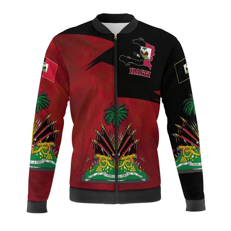 Haiti Flag Map 3d Print Jackets Men Bomber Jacket Oversize Harajuku Zipper Jacket Kid Street Tracksuits Male Outerwear Tops