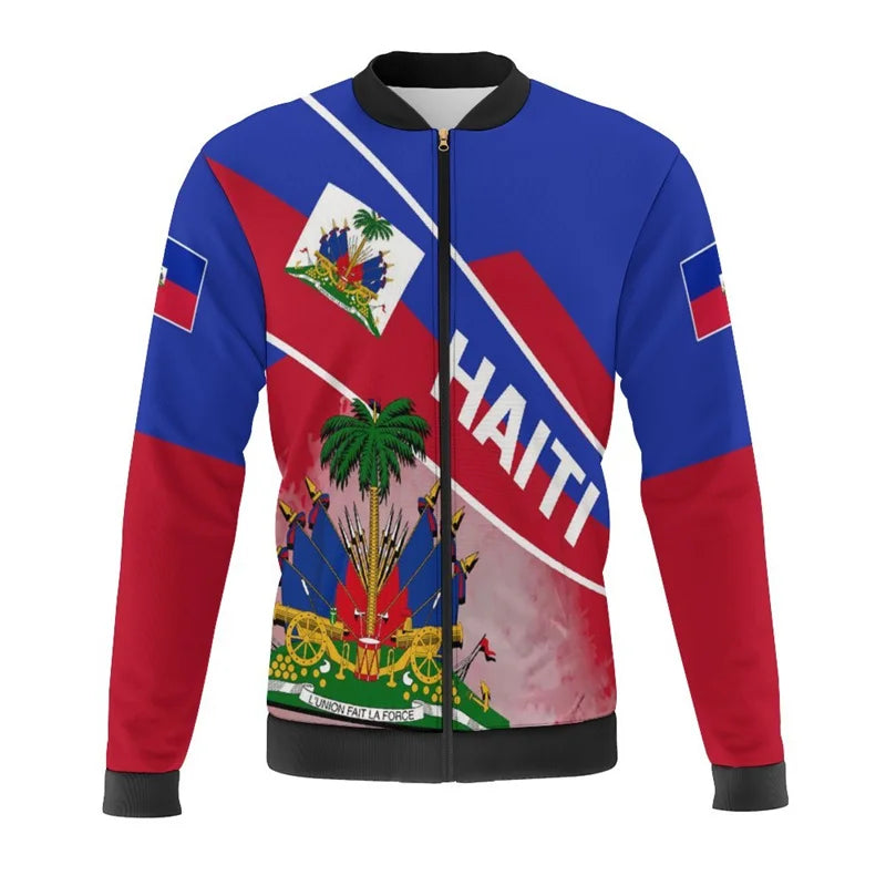 Haiti Flag Map 3d Print Jackets Men Bomber Jacket Oversize Harajuku Zipper Jacket Kid Street Tracksuits Male Outerwear Tops
