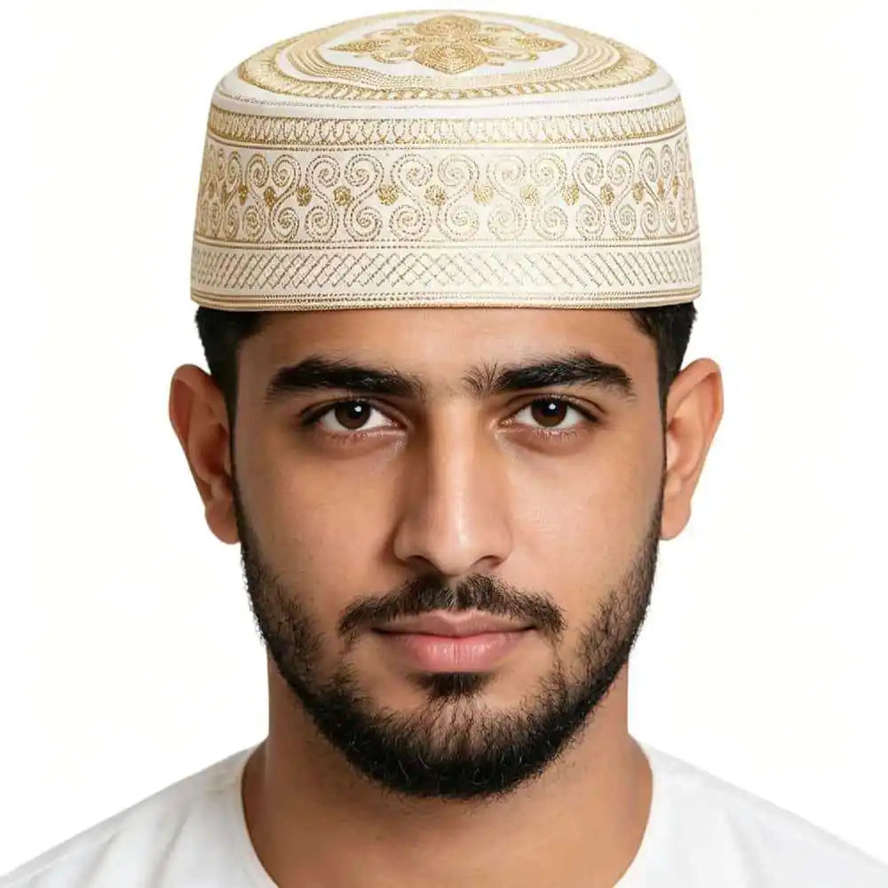 Muslim Men's Embroidered Round Crown Hat, Breathable Casual Daily Kufi, Islamic Versatile Fashion Headwear