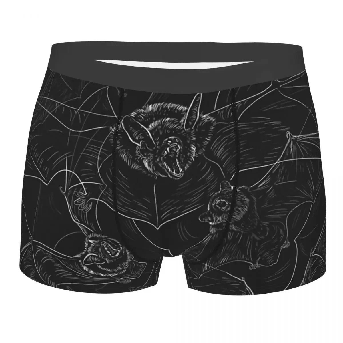 Black Bat Boxers Mens Panties Male Underpants Double Sides Printed Soft Breathable Machine Wash Cool Machine Wash Polyester