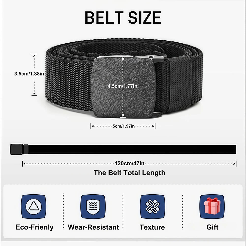 Men's Belt Outdoor Casual Fashion Canvas Belt 120cm Metal Free Adjustable Waist Belt for Outdoor Travel Tactical Jeans Belt