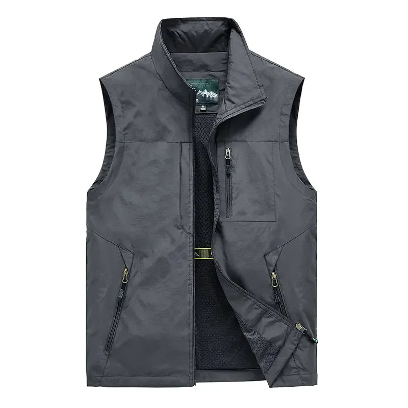 Men's Vests Mens Jacket Sleeveless Vest Spring Summer Autumn Casual Travels Hiking Work Vest Multi-pockets Vest Waistcoat 5XL