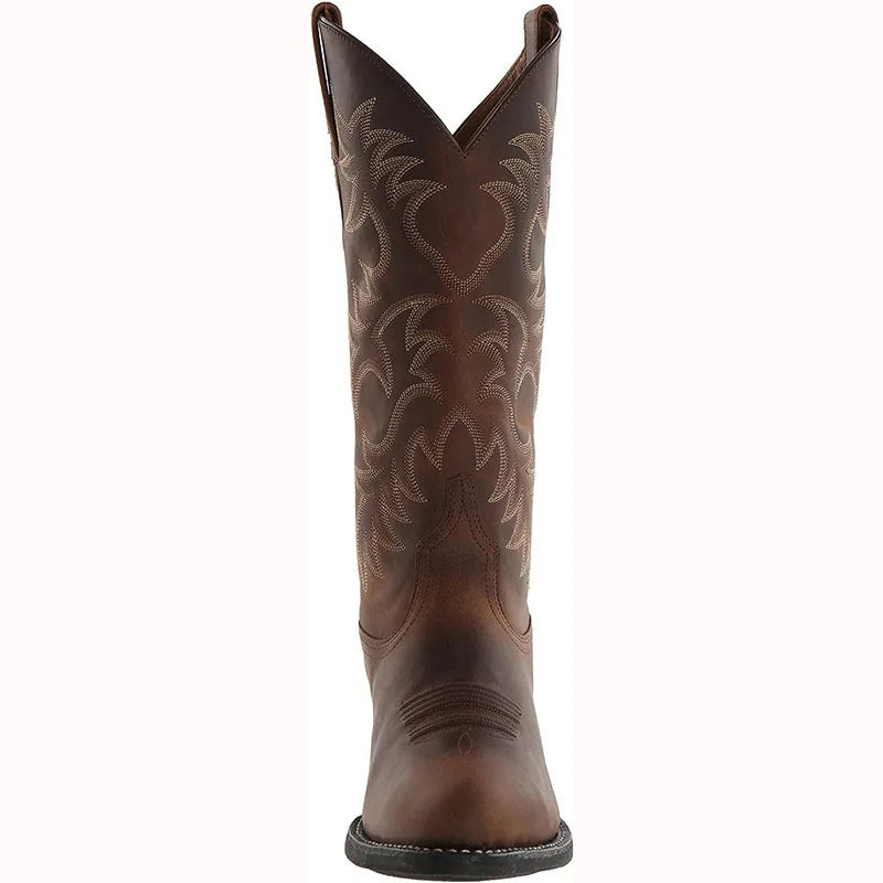 Men Boot 2025 Mid Calf Western Cowboy Motorcycle Boots Male Autumn Outdoor PU Leather Totem Med Heel Fashion Designed Men Boots