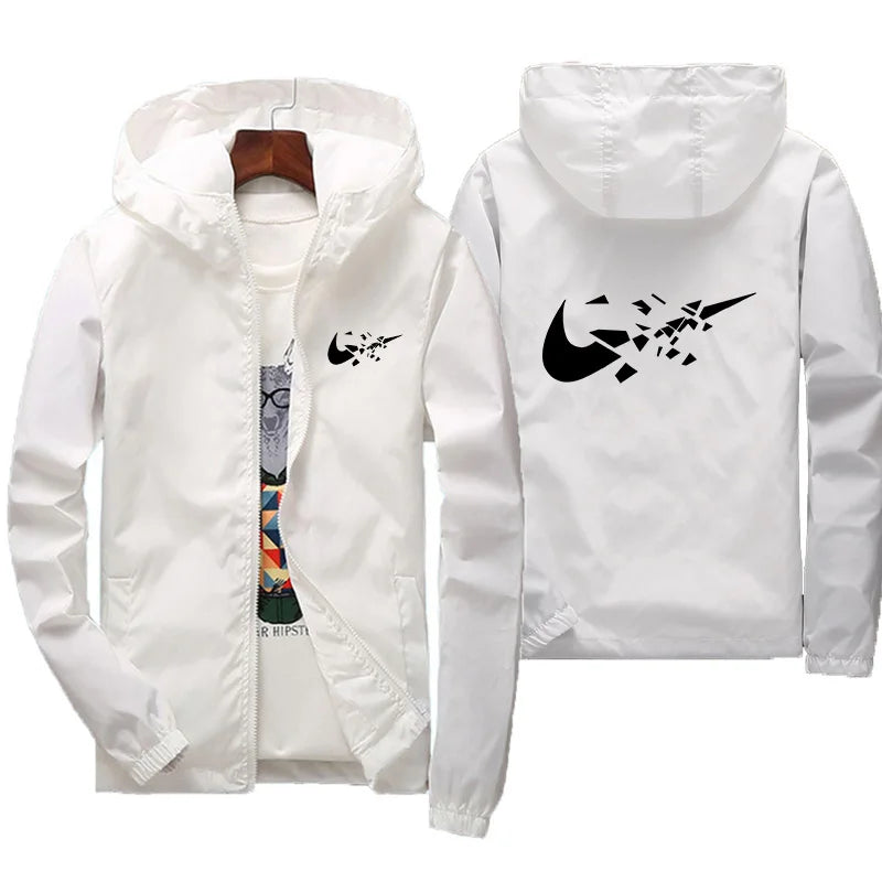 2026 Fashion Street Windproof Shrink and Waterproof Zipper Jacket with Thin Hoodie, Men's Jacket, Spring and Autumn