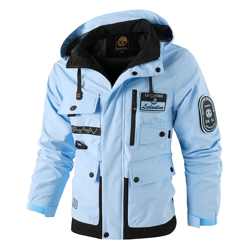 Outdoors Men Comfort Detachable Hat Solid Tops Spring Autumn Simplicity Windproof Casual Coat New Fashion Versatile Jacket Men